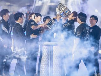 Picture of Samsung jungler Ambition kissing summoner's cup
